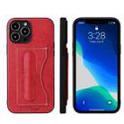 For iPhone 13 Pro Fierre Shann Full Coverage Protective Leather Case with Holder & Card Slot (Red) - 1