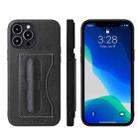 For iPhone 13 Pro Fierre Shann Full Coverage Protective Leather Case with Holder & Card Slot (Black) - 1