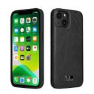 For iPhone 13 mini Fierre Shann Leather Texture Phone Back Cover Case (Ox Tendon Black) - 1