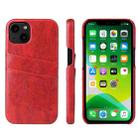 For iPhone 13 Fierre Shann Retro Oil Wax Texture PU Leather Case with Card Slots(Red) - 1