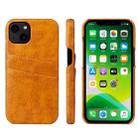 For iPhone 13 mini Fierre Shann Retro Oil Wax Texture PU Leather Case with Card Slots (Yellow) - 1