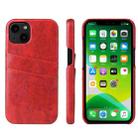 For iPhone 13 mini Fierre Shann Retro Oil Wax Texture PU Leather Case with Card Slots (Red) - 1