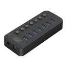 ORICO CT2U3-7AB-BK 7 In 1 Plastic Stripes Multi-Port USB HUB with Individual Switches, US Plug(Black) - 1