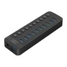 ORICO CT2U3-10AB-BK 10 In 1 Plastic Stripes Multi-Port USB HUB with Individual Switches, US Plug(Black) - 1