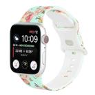 8-buckle Printed Strap Watch Band For Apple Watch Series 8&7 41mm / SE 2&6&SE&5&4 40mm / 3&2&1 38mm(Green Background Rose) - 1