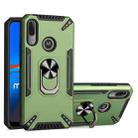 For Motorola Moto E6 Plus PC + TPU Protective Case with 360 Degrees Rotatable Ring Holder(Dark Green) - 1