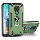 For Motorola Moto E7 PC + TPU Protective Case with 360 Degrees Rotatable Ring Holder(Dark Green) - 1