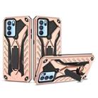 For OPPO Reno6 Pro 5G Shockproof TPU + PC Protective Case with Holder(Rose Gold) - 1