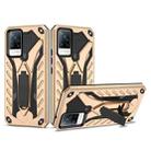 For vivo V21 5G / 4G Shockproof TPU + PC Protective Case with Holder(Gold) - 1