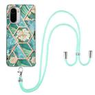 For Xiaomi Mi 11i / Poco F3 Electroplating Splicing Marble Flower Pattern TPU Shockproof Case with Lanyard(Blue Flower) - 1