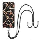 For Xiaomi Redmi 9A Electroplating Splicing Marble Flower Pattern TPU Shockproof Case with Lanyard(Black Flower) - 1