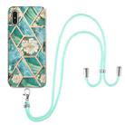 For Xiaomi Redmi 9A Electroplating Splicing Marble Flower Pattern TPU Shockproof Case with Lanyard(Blue Flower) - 1