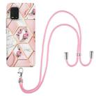 For Xiaomi Mi 10 Lite 5G Electroplating Splicing Marble Flower Pattern TPU Shockproof Case with Lanyard(Pink Flower) - 1