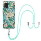 For Xiaomi Mi 10 Lite 5G Electroplating Splicing Marble Flower Pattern TPU Shockproof Case with Lanyard(Blue Flower) - 1