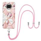 For Xiaomi Mi 10T Lite 5G Electroplating Splicing Marble Flower Pattern TPU Shockproof Case with Lanyard(Pink Flower) - 1