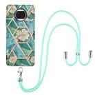 For Xiaomi Mi 10T Lite 5G Electroplating Splicing Marble Flower Pattern TPU Shockproof Case with Lanyard(Blue Flower) - 1