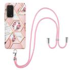 For Xiaomi Mi 10T 5G / 10T Pro 5G Electroplating Splicing Marble Flower Pattern TPU Shockproof Case with Lanyard(Pink Flower) - 1