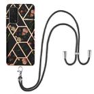 For Xiaomi Mi 10T 5G / 10T Pro 5G Electroplating Splicing Marble Flower Pattern TPU Shockproof Case with Lanyard(Black Flower) - 1
