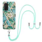 For Xiaomi Mi 10T 5G / 10T Pro 5G Electroplating Splicing Marble Flower Pattern TPU Shockproof Case with Lanyard(Blue Flower) - 1