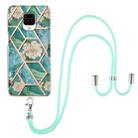 For Xiaomi Redmi Note 9S / Note 9 Pro Electroplating Splicing Marble Flower Pattern TPU Shockproof Case with Lanyard(Blue Flower) - 1