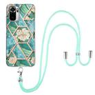 For Xiaomi Redmi Note 10 Electroplating Splicing Marble Flower Pattern TPU Shockproof Case with Lanyard(Blue Flower) - 1