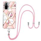 For Xiaomi Redmi Note 10 Pro/ 10 Pro Max Electroplating Splicing Marble Flower Pattern TPU Shockproof Case with Lanyard(Pink Flower) - 1
