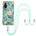 For Xiaomi Redmi Note 10 Pro/ 10 Pro Max Electroplating Splicing Marble Flower Pattern TPU Shockproof Case with Lanyard(Blue Flower) - 1