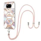 For Xiaomi Poco X3 NFC Electroplating Splicing Marble Flower Pattern TPU Shockproof Case with Lanyard(Imperial Crown) - 1