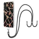 For LG Stylo 7 4G Electroplating Splicing Marble Flower Pattern TPU Shockproof Case with Lanyard(Black Flower) - 1