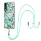 For LG Stylo 7 4G Electroplating Splicing Marble Flower Pattern TPU Shockproof Case with Lanyard(Blue Flower) - 1