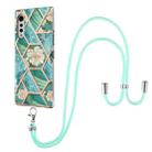 For LG Velvet 4G / Velvet 5G / G9 Electroplating Splicing Marble Flower Pattern TPU Shockproof Case with Lanyard(Blue Flower) - 1