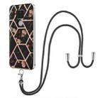 For Motorola Moto G Play 2021 Electroplating Splicing Marble Flower Pattern TPU Shockproof Case with Lanyard(Black Flower) - 1