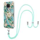 For Motorola Moto G Play 2021 Electroplating Splicing Marble Flower Pattern TPU Shockproof Case with Lanyard(Blue Flower) - 1