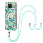 For Motorola Moto G Power 2021 Electroplating Splicing Marble Flower Pattern TPU Shockproof Case with Lanyard(Blue Flower) - 1