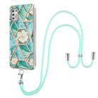 For Motorola Moto G Stylus 2021 Electroplating Splicing Marble Flower Pattern TPU Shockproof Case with Lanyard(Blue Flower) - 1