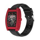 N72 1.57 inch TFT Square Screen Bluetooth 5.2 IP67 Waterproof Smart Watch, Support Sleep Monitor / Voice Call / Heart Rate Monitor / Blood Pressure Monitoring, Style: Leather Strap(Black Red) - 1