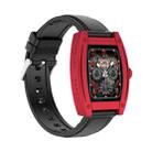N72 1.57 inch TFT Square Screen Bluetooth 5.2 IP67 Waterproof Smart Watch, Support Sleep Monitor / Voice Call / Heart Rate Monitor / Blood Pressure Monitoring, Style: Leather Strap(Black Red) - 2