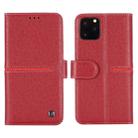 For iPhone 11 Pro GEBEI Top-grain Leather Horizontal Flip Protective Case with Holder & Card Slots & Wallet & Photo Frame(Red Wine) - 1
