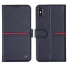 For iPhone XS / X GEBEI Top-grain Leather Horizontal Flip Protective Case with Holder & Card Slots & Wallet & Photo Frame(Blue) - 1