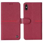 For iPhone XR GEBEI Top-grain Leather Horizontal Flip Protective Case with Holder & Card Slots & Wallet & Photo Frame(Red Wine) - 1