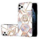 For iPhone 11 Pro Max Electroplating Splicing Marble Flower Pattern TPU Shockproof Case with Rhinestone Ring Holder (Imperial Crown) - 1