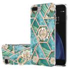 Electroplating Splicing Marble Flower Pattern TPU Shockproof Case with Rhinestone Ring Holder For iPhone 7 Plus / 8 Plus(Blue Flower) - 1