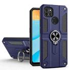 Carbon Fiber Pattern PC + TPU Protective Case with Ring Holder For OPPO A15(Sapphire Blue) - 1