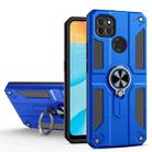 Carbon Fiber Pattern PC + TPU Protective Case with Ring Holder For OPPO A15(Dark Blue) - 1