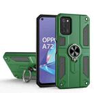 Carbon Fiber Pattern PC + TPU Protective Case with Ring Holder For OPPO A50 / A72(Dark Green) - 1