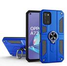 Carbon Fiber Pattern PC + TPU Protective Case with Ring Holder For OPPO A50 / A72(Dark Blue) - 1