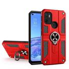 Carbon Fiber Pattern PC + TPU Protective Case with Ring Holder For OPPO A53(Red) - 1