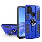 Carbon Fiber Pattern PC + TPU Protective Case with Ring Holder For OPPO A53(Dark Blue) - 1