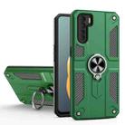 Carbon Fiber Pattern PC + TPU Protective Case with Ring Holder For OPPO A91(Dark Green) - 1