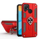 Carbon Fiber Pattern PC + TPU Protective Case with Ring Holder For OPPO Realme C12 / C15(Red) - 1